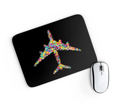 Colourful aviation design on neoprene with anti-slip base mouse pad.