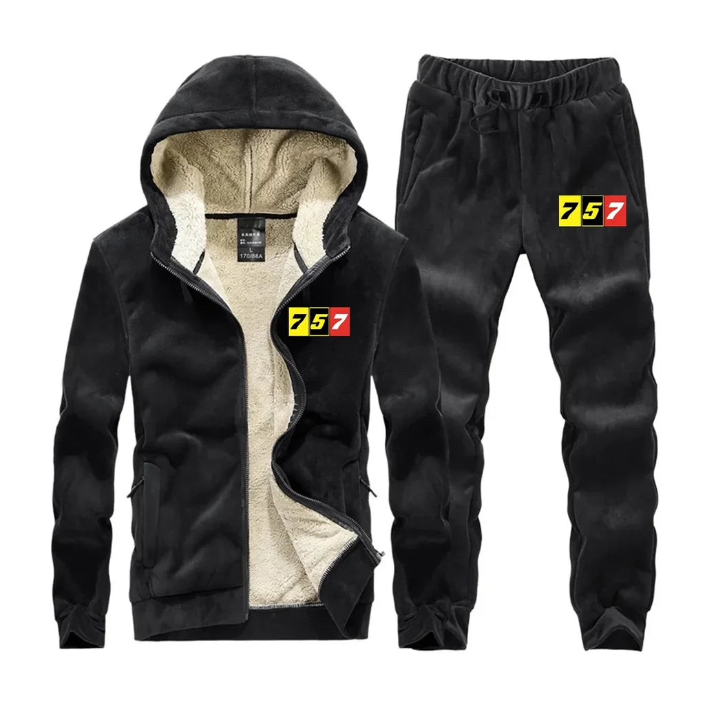 Flat Colourful 757 aviation design on insulated polyester winter sportsuit.