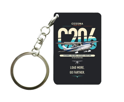 Cessna 206 Stationair design on black designed key chain, double-side print