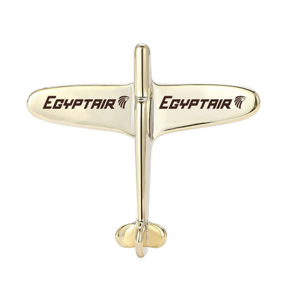Side view of Egyptair Airlines Airplane Shape aviation airplane-shape brooch in polished alloy, polished finish.