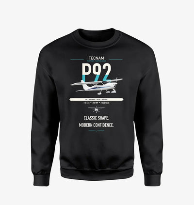 Tecnam P92 Echo MkII design on black sweatshirt