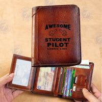 Thumbnail for Student aviation print leather wallet, leather.