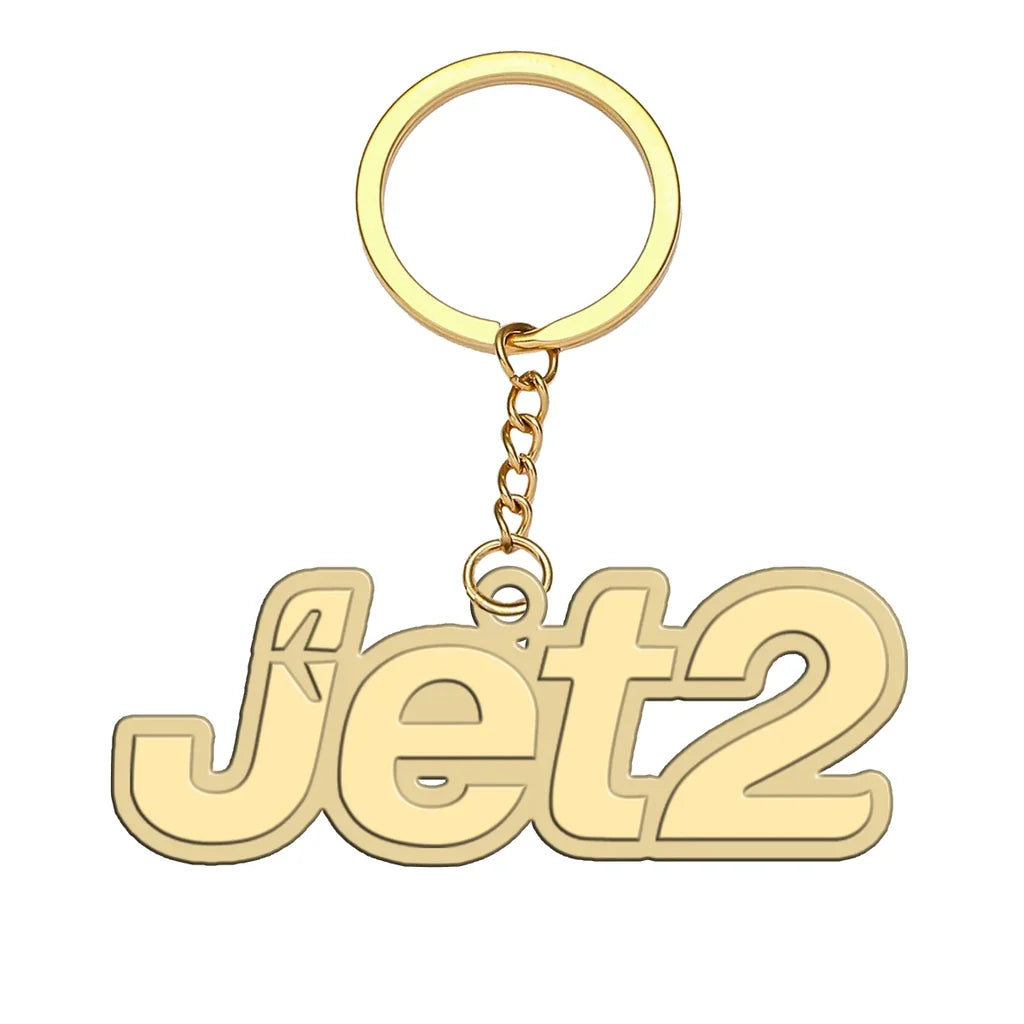 JET2 Airlines aviation hollow key chain in polished alloy.