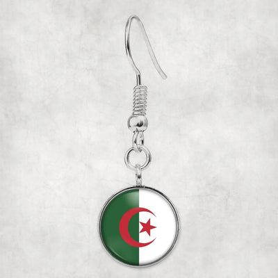 Side view of Algeria Flag aviation earrings in hypoallergenic alloy, polished finish.
