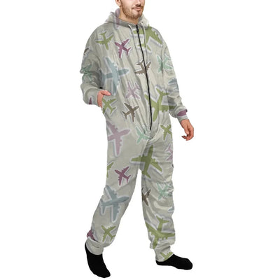 Seamless 3D Airplanes Jumpsuit for Men & Women aviation design on soft cotton blend jumpsuit.
