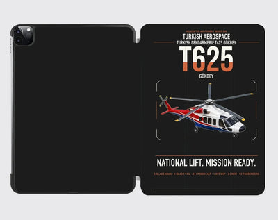 Turkish Aerospace T625 Gökbey design on black ipad tablet case