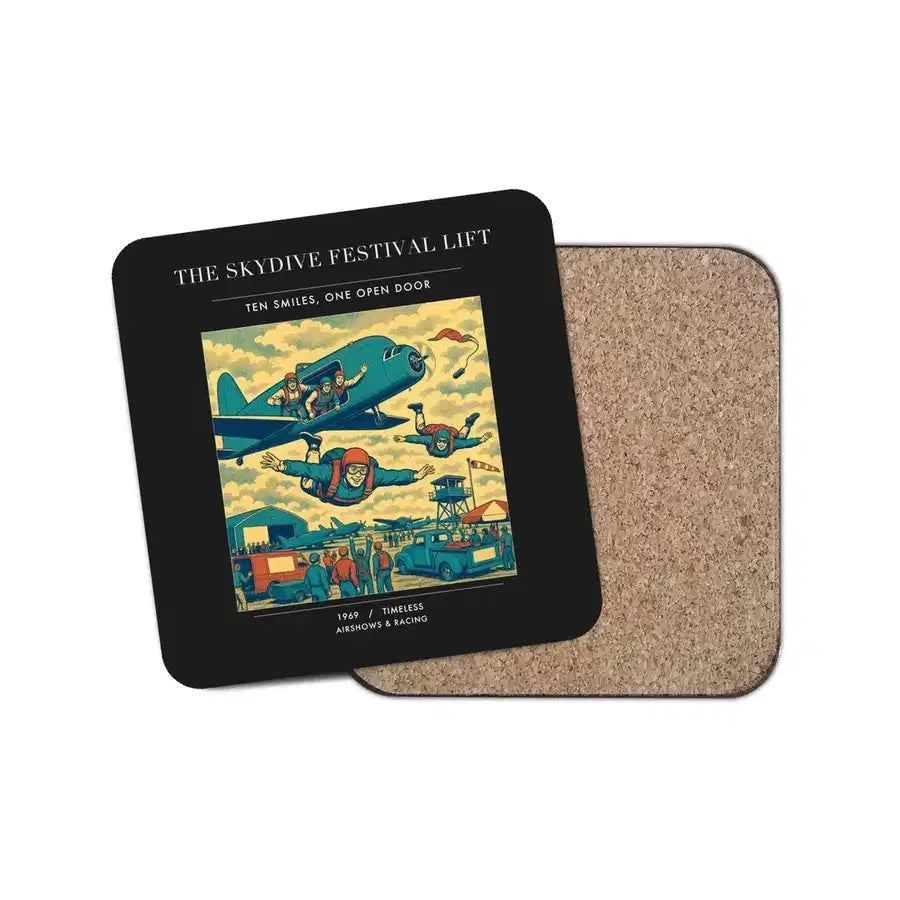 The Skydive Festival Lift - Designed Coasters design on black 1-piece