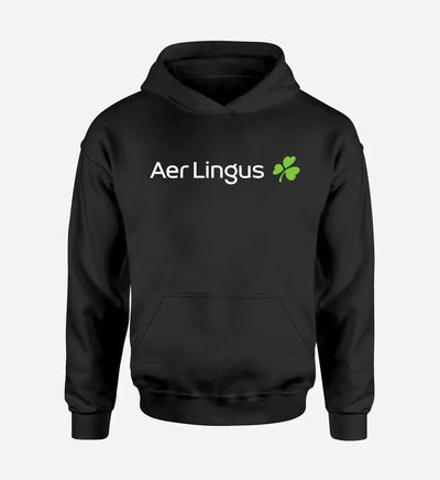 Aer Lingus Airlines logo printed on black hoodie