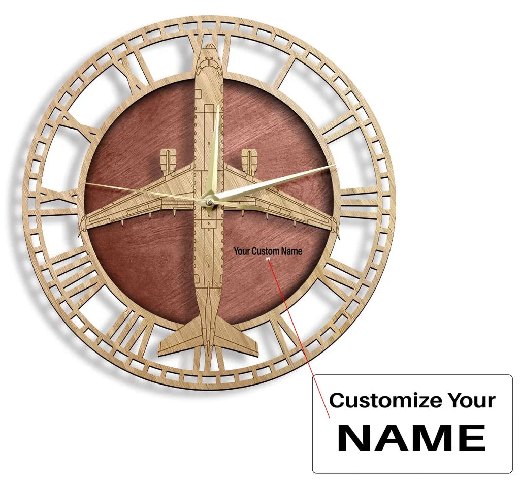 Embraer 175 aviation design on premium wood wooden wall clock.