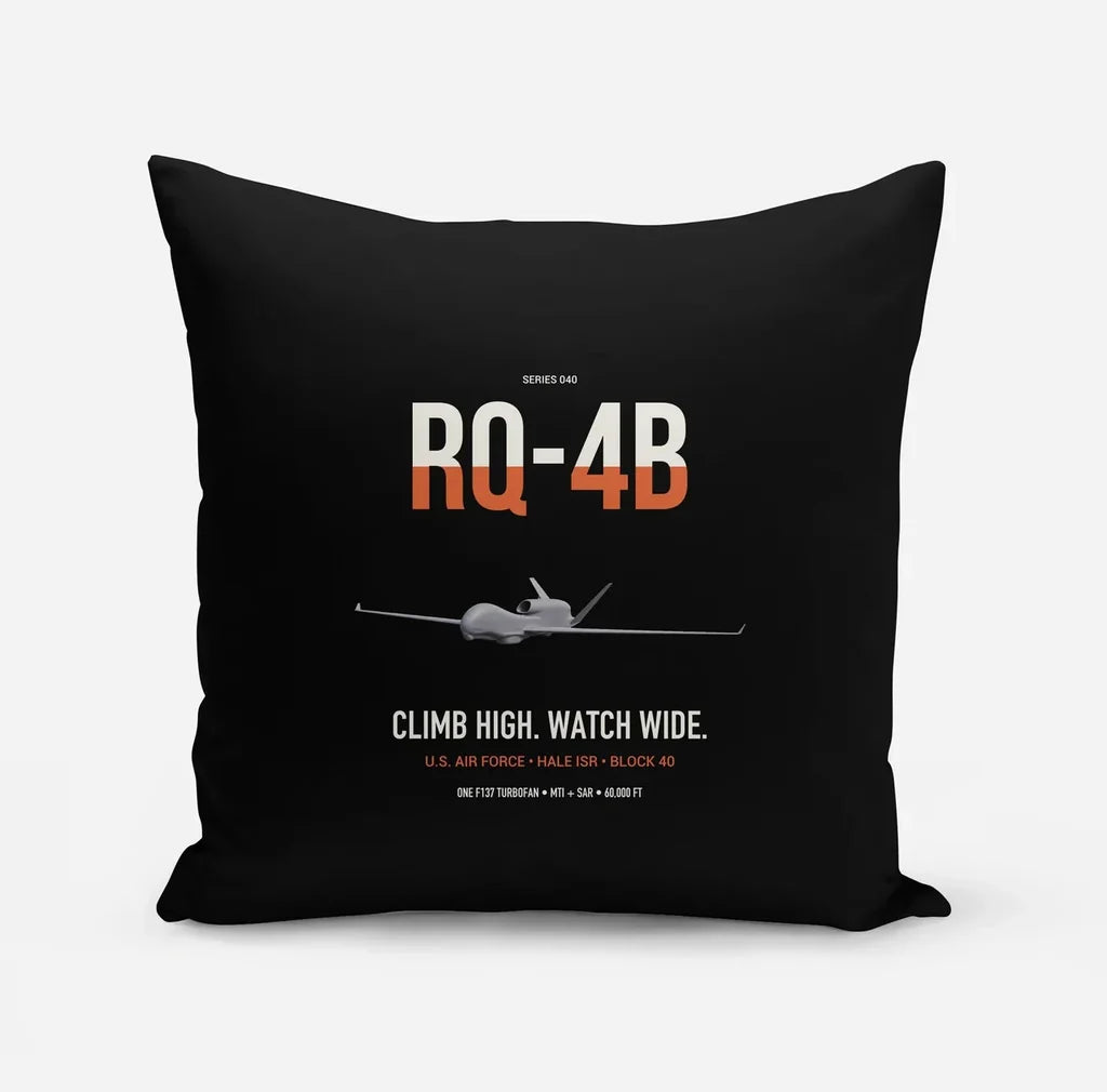 RQ-4B Global Hawk design on black pillow