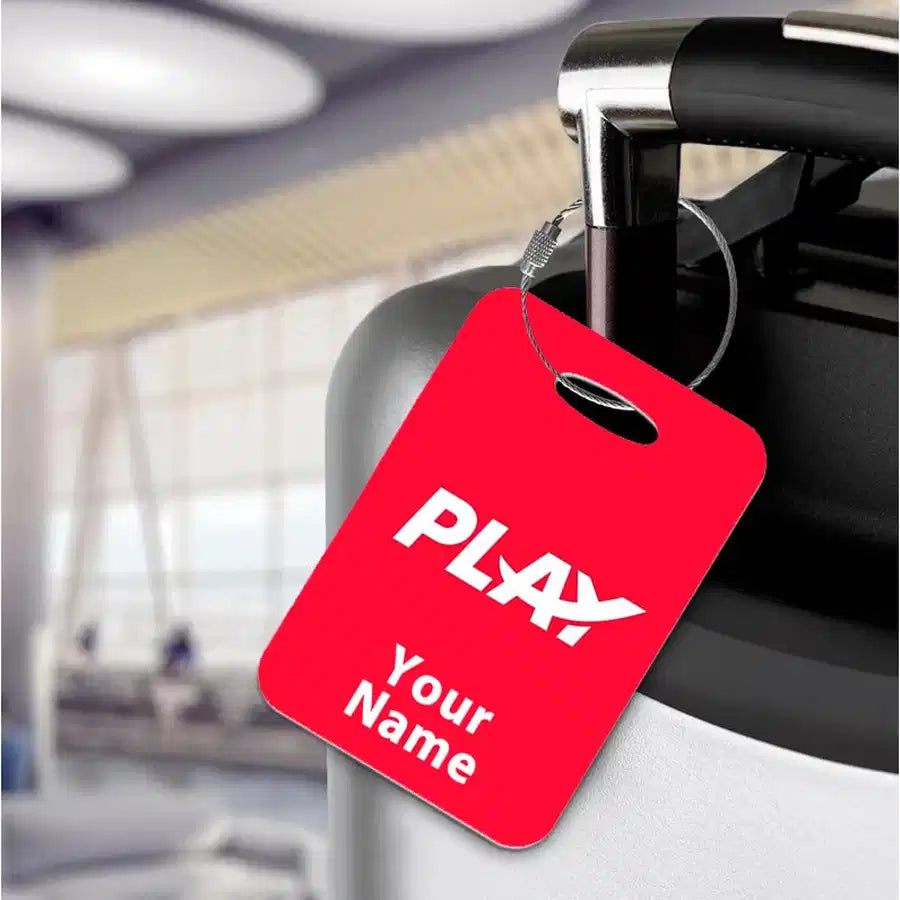 Play Airlines aviation acrylic luggage tag in durable acrylic.