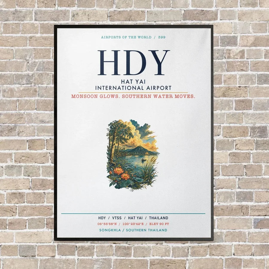Hat Yai International Airport HDY vertical canvas print - framed - white background