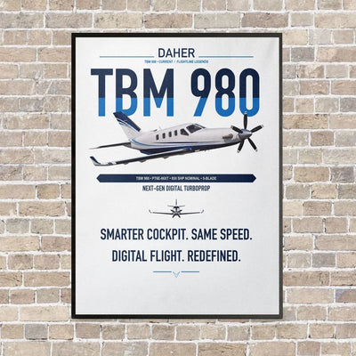 Daher TBM 980 vertical canvas print - framed - white background