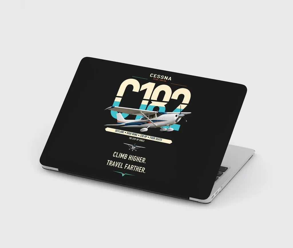 Cessna 182 Skylane design on black MacBook case