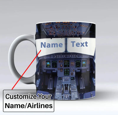Airbus A320 Cockpit Wide Text aviation design on ceramic mug, premium ceramic with glazed finish.