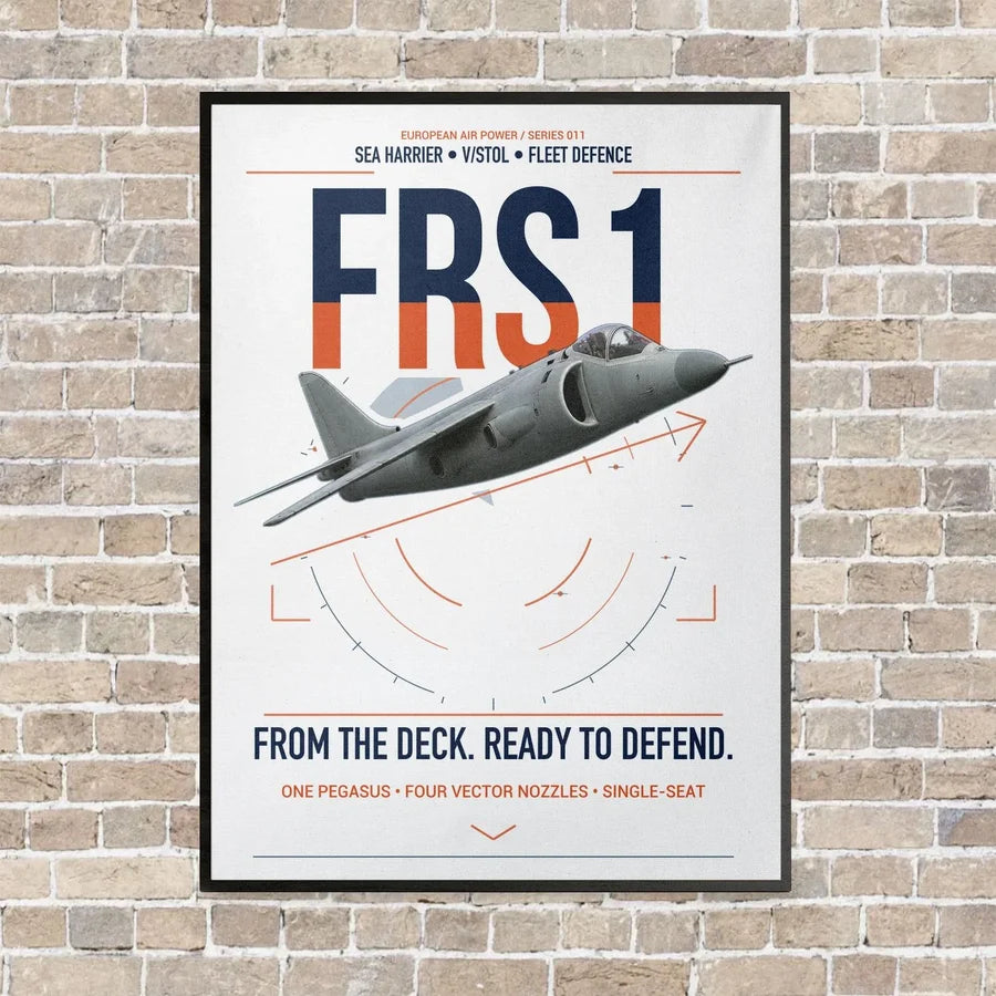 British Aerospace Sea Harrier FRS.1 vertical canvas print - framed - white background