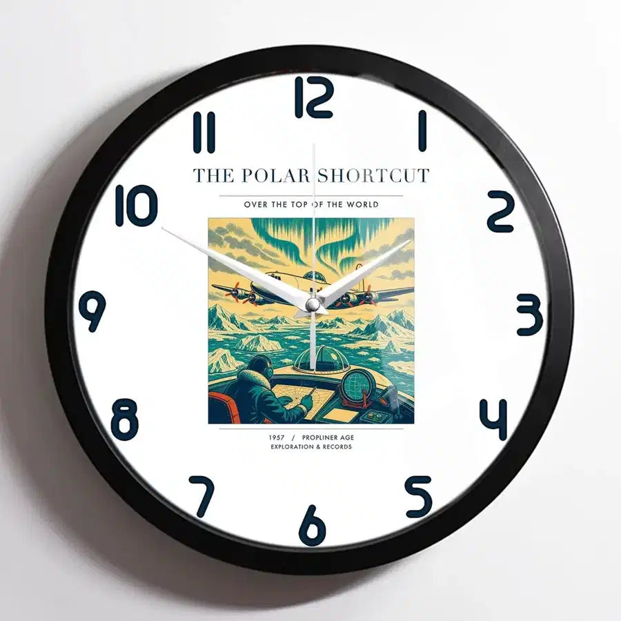 VINTAGE G4086 - The Polar Shortcut - Designed Wall Clocks design on white framed