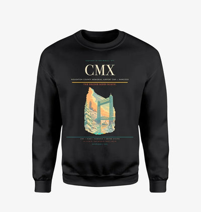 Houghton County Memorial Airport (CMX) design on black sweatshirt