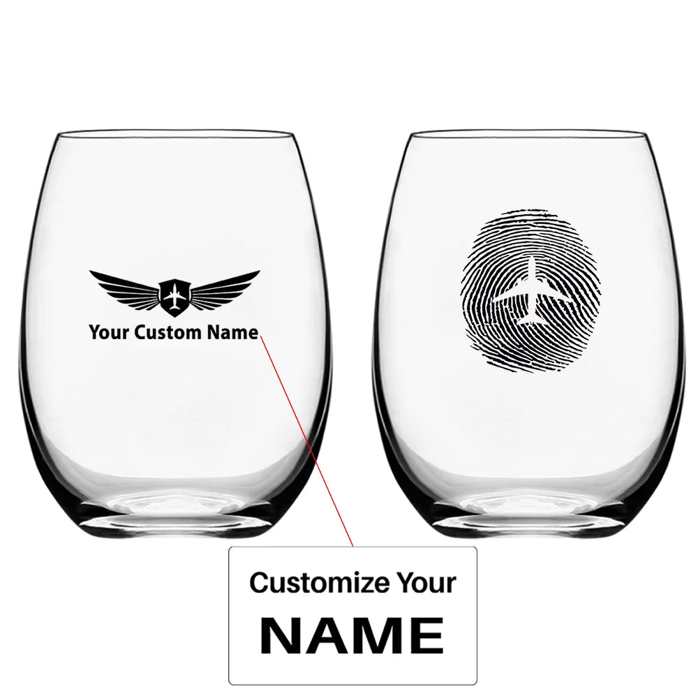 Aviation Finger Print Water & Drink aviation design on water glass, crystal-clear premium glassware.