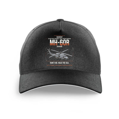 Sikorsky MH-60R Seahawk design on black printed hat