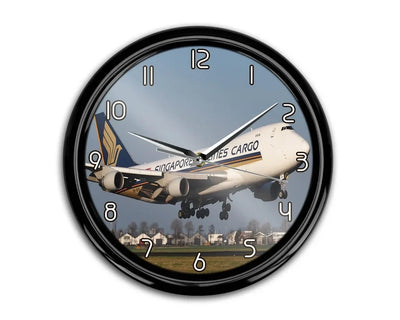 Singapore Airlines Cargo Boeing 747 aviation themed wall clock, premium wood and metal.