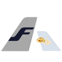 Thumbnail for Finnair Airlines aviation design tail-shape badge pin in polished alloy.