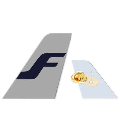 Finnair Airlines aviation design tail-shape badge pin in polished alloy.