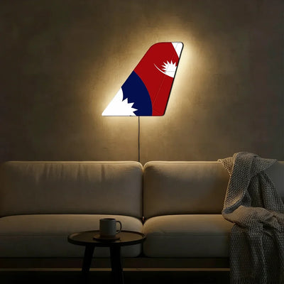 Nepal Airlines aviation design on durable metal with LED aircraft tail wall art.
