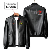 Thumbnail for Aviation Heartbeats PU aviation design printed on genuine leather with quilted lining leather jacket.