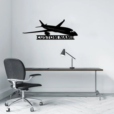 Boeing 787 aviation design on durable metal with painted finish metal wall sign.