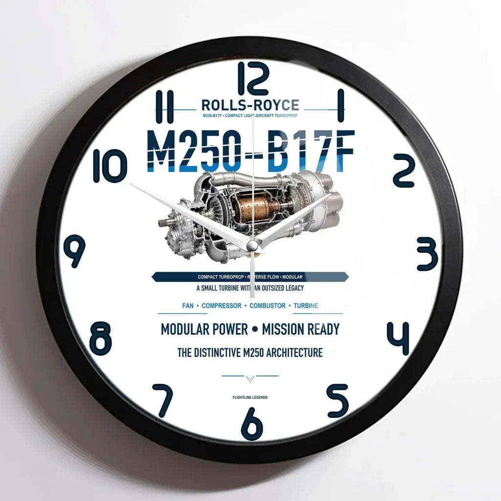 M250-B17F design on white framed wall clock