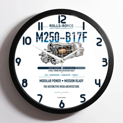 M250-B17F design on white framed wall clock