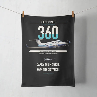 Beechcraft King Air 360 design on black towel