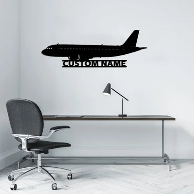 Cruising Airbus A320 aviation design on durable metal with painted finish metal wall sign.