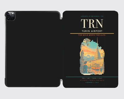 Turin Airport (TRN) design on black ipad tablet case