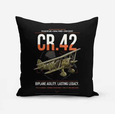 Fiat CR.42 Falco design on black pillow