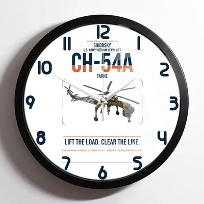 Sikorsky CH-54A Tarhe design on white framed wall clock