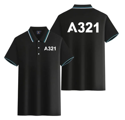 Airbus A321 Flat Text Stylish Polo T-Shirts (Double-Side) aviation design printed on soft cotton stylish double-side polo.
