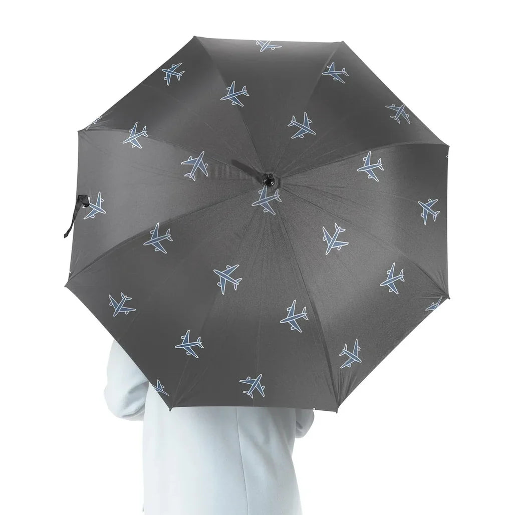 Nice Airplanes (Gray) aviation design on windproof polyester umbrella.