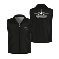 Thumbnail for Pilot In Progress Thin Style aviation design printed on lightweight shell with sleeveless design thin vest.