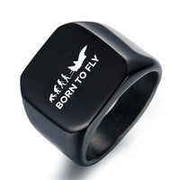 Thumbnail for Born To Fly aviation ring in stainless steel.