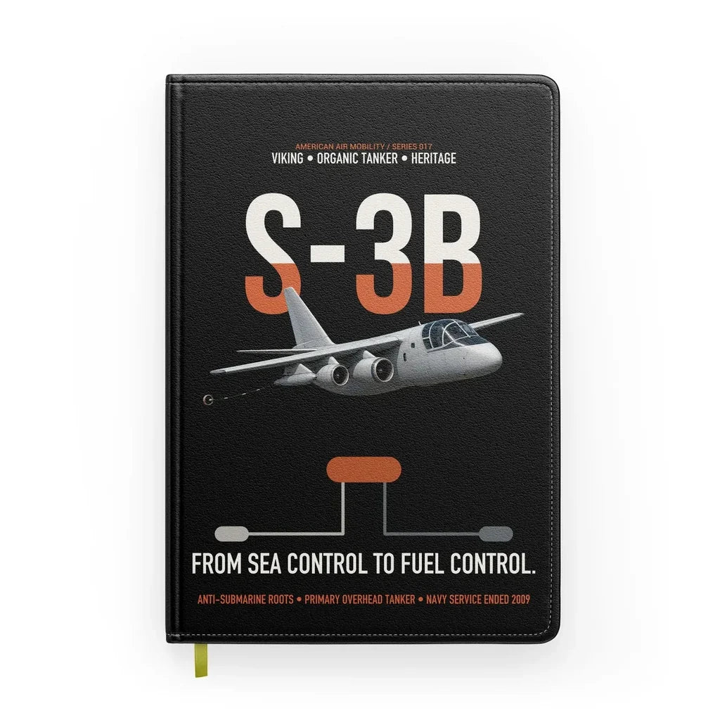 S-3B Viking design on black notebook