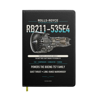 RB211-535E4 design on black notebook