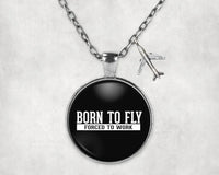 Thumbnail for Born To Fly Forced To Work aviation necklace, stainless steel body with engraved detail.