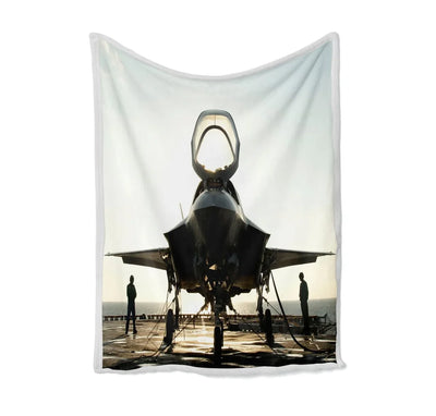 Fighter Jet 35 Bed Blankets & aviation print on soft fleece blanket.