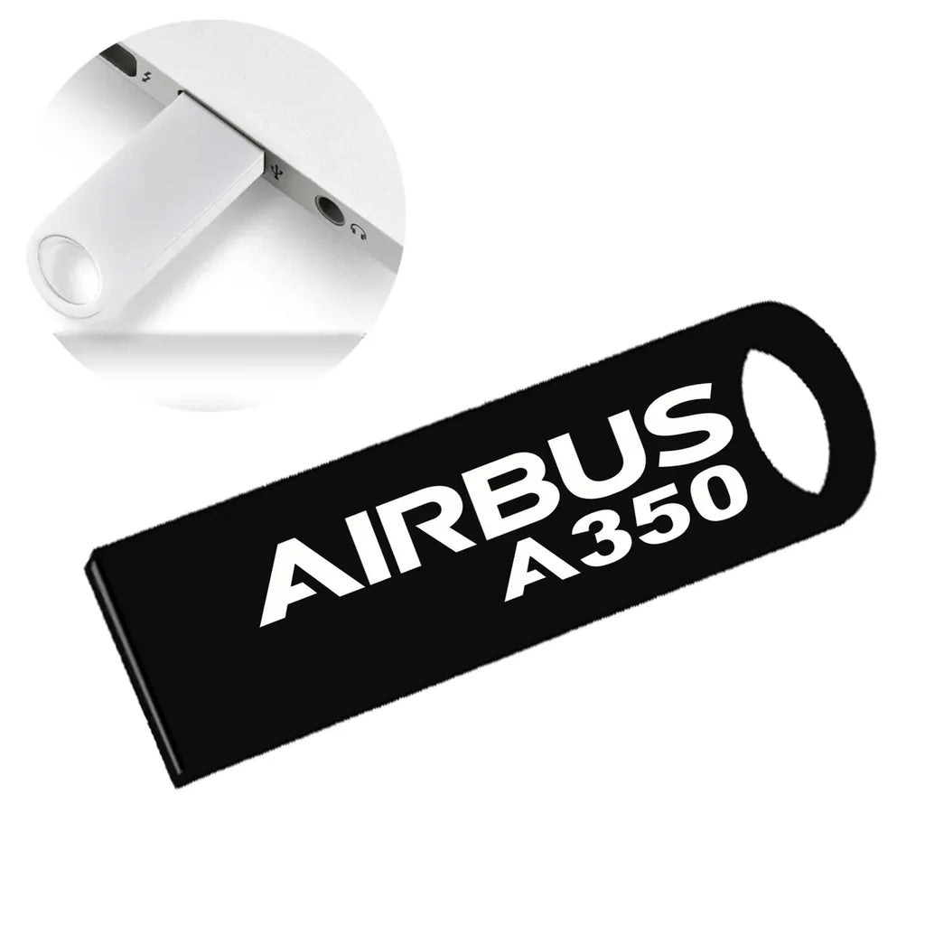 Airbus A350 & Text aviation design on durable waterproof casing waterproof USB device.