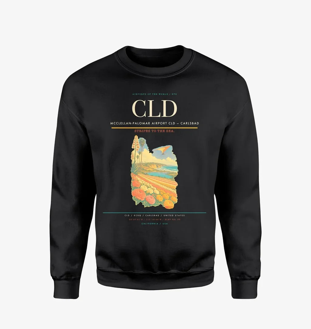 McClellan-Palomar Airport (CLD) design on black sweatshirt
