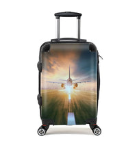 Thumbnail for Airplane Flying Over Runway Cabin Size aviation print luggage, durable shell.