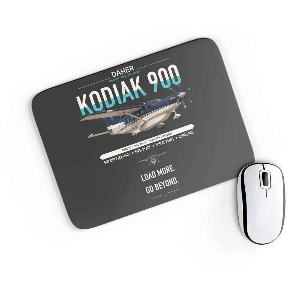 Daher Kodiak 900 design on black rectangle mouse pad