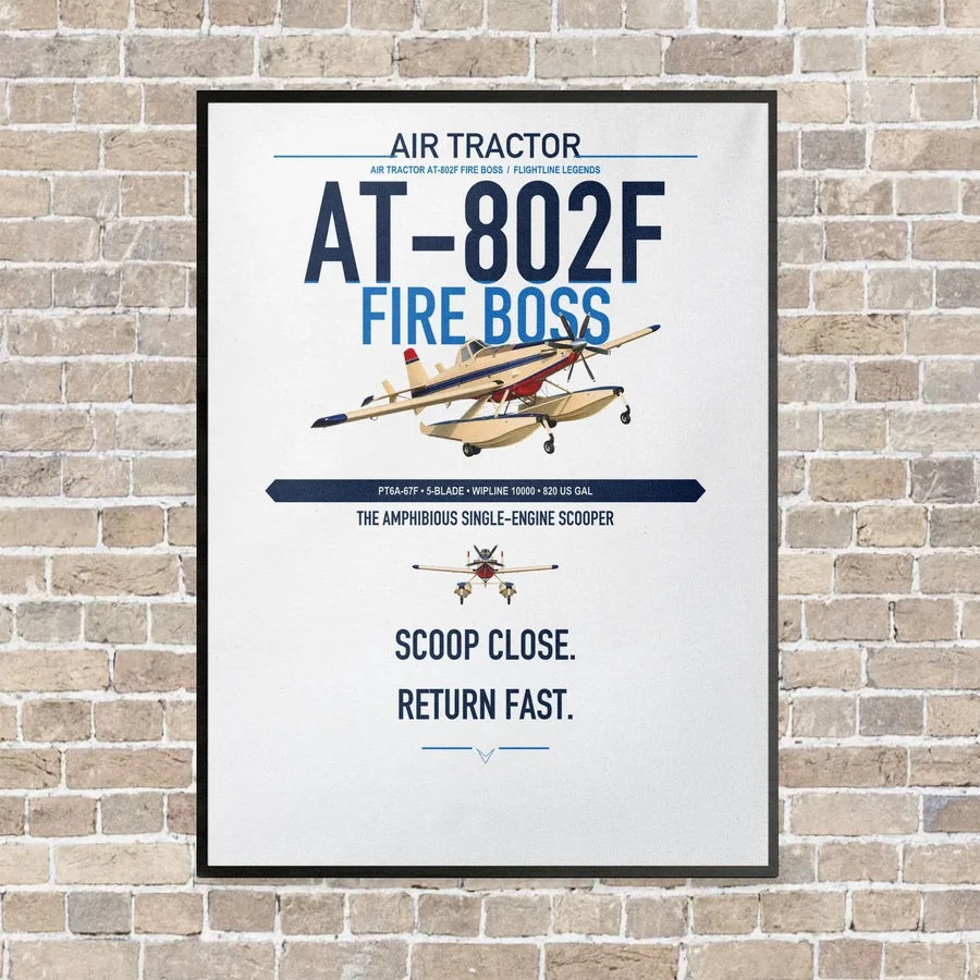 Air Tractor AT-802F Fire Boss vertical canvas print - framed - white background